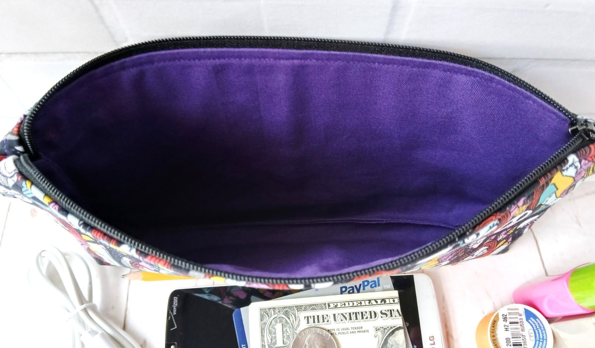 Handmade Nightmare Before Christmas Zipper Pouch - Travel Makeup & Pencil Case