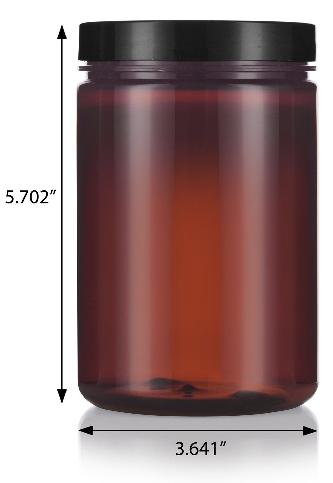 Large Amber PET Plastic Refillable Jar with Airtight Foam-Lined Lid - 25 Oz (6 Pack)