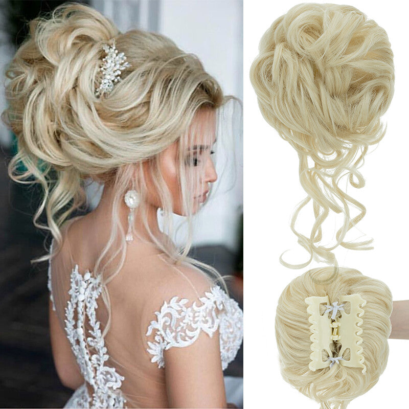 Clip-On Messy Bun Hair Piece Extension for Natural Updos - Blonde