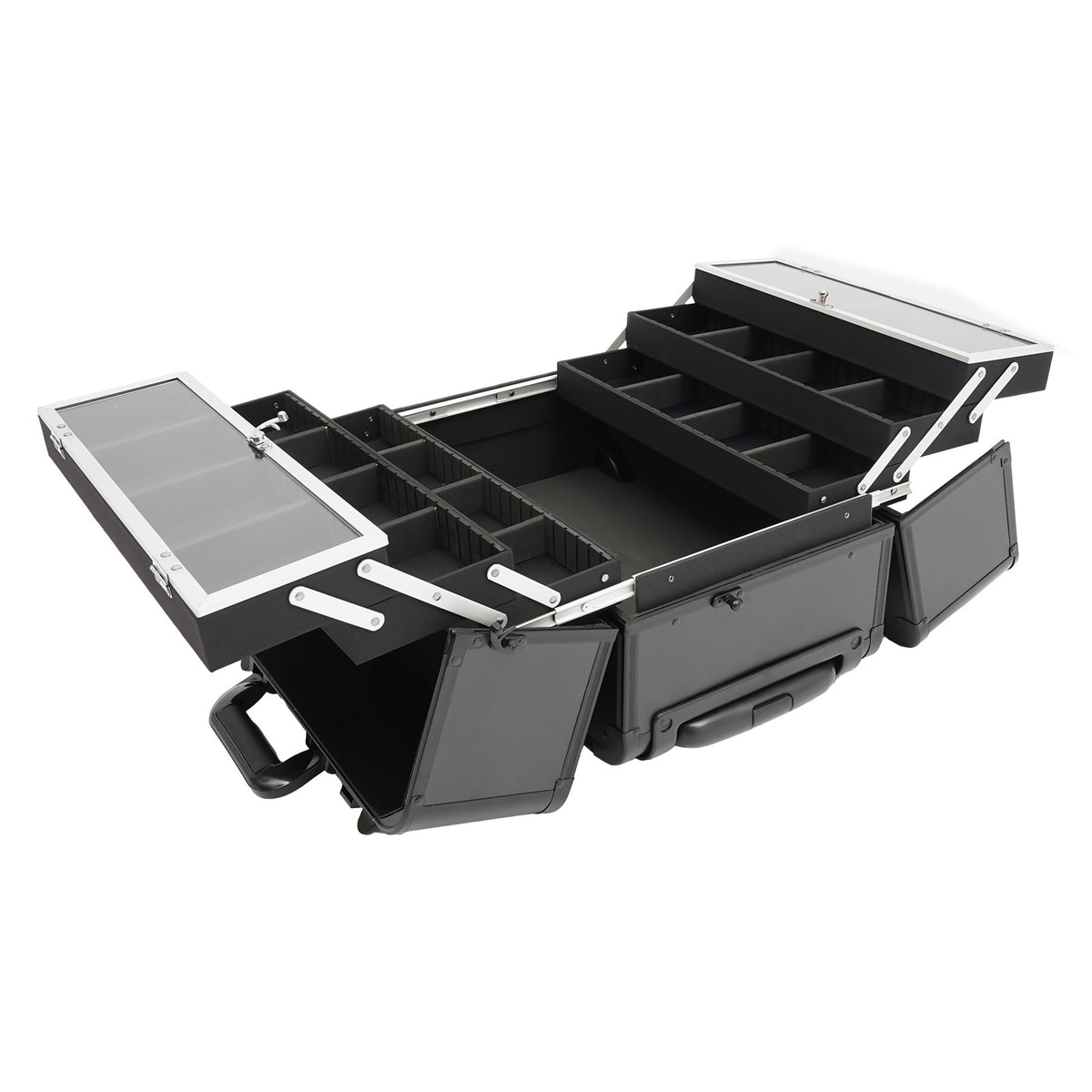 Lockable Rolling Makeup Case with 6 Trays - Multi-Layer Cosmetic Storage