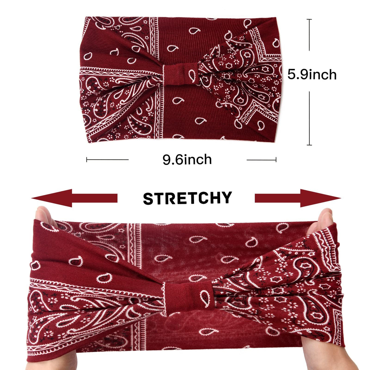 Wide Bandana 6 Count (Pack of 1), No10(new paisley colors pcs)