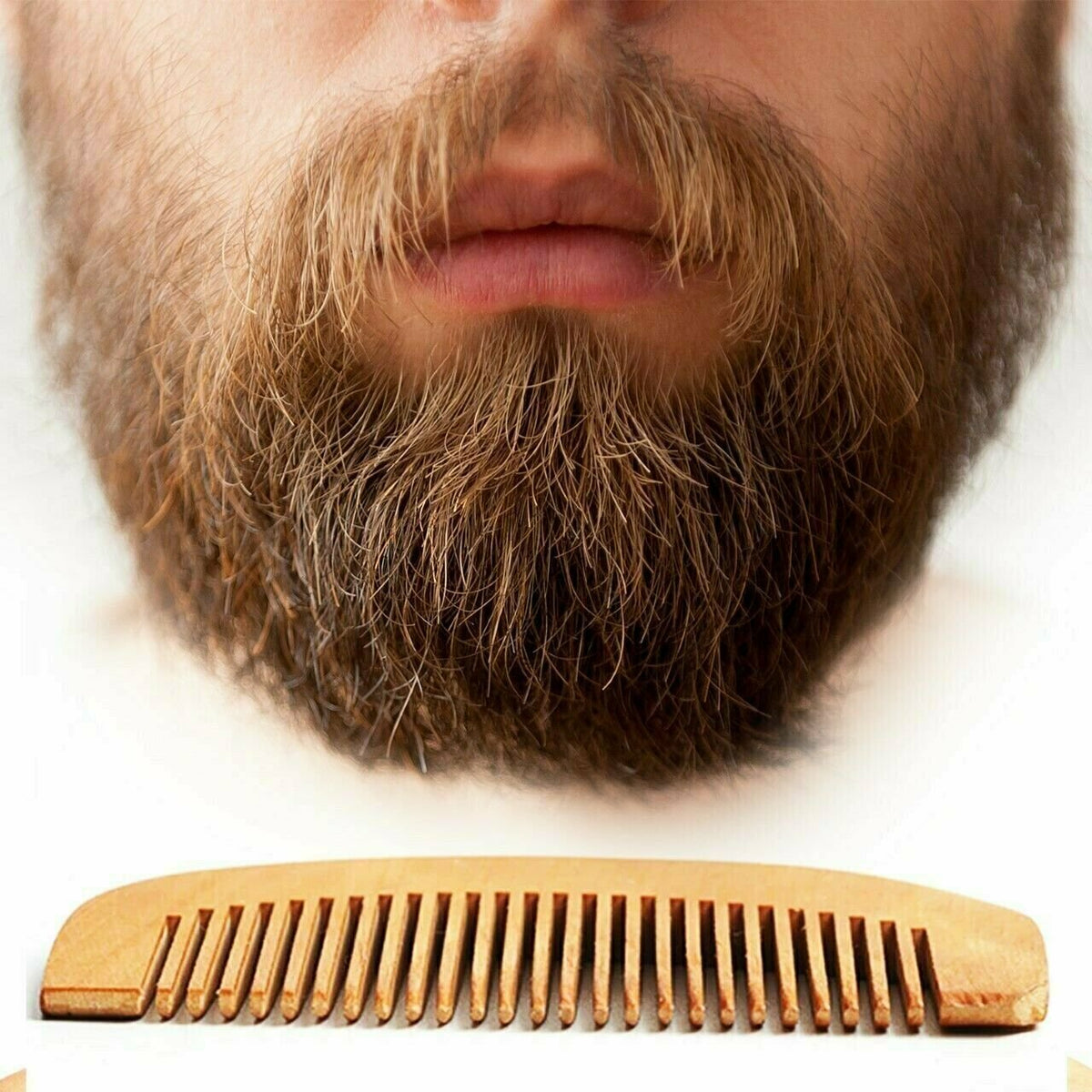 Handmade Wooden Mustache and Beard Comb - Natural Sandalwood Grooming Tool