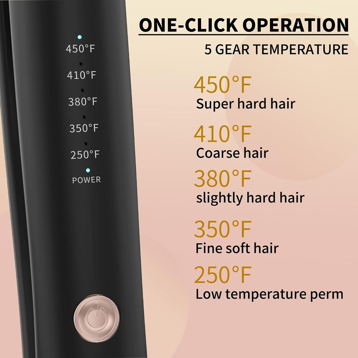 Ceramic Flat Iron for Hair 1 Inch Floating Plates LCD Display 450°F