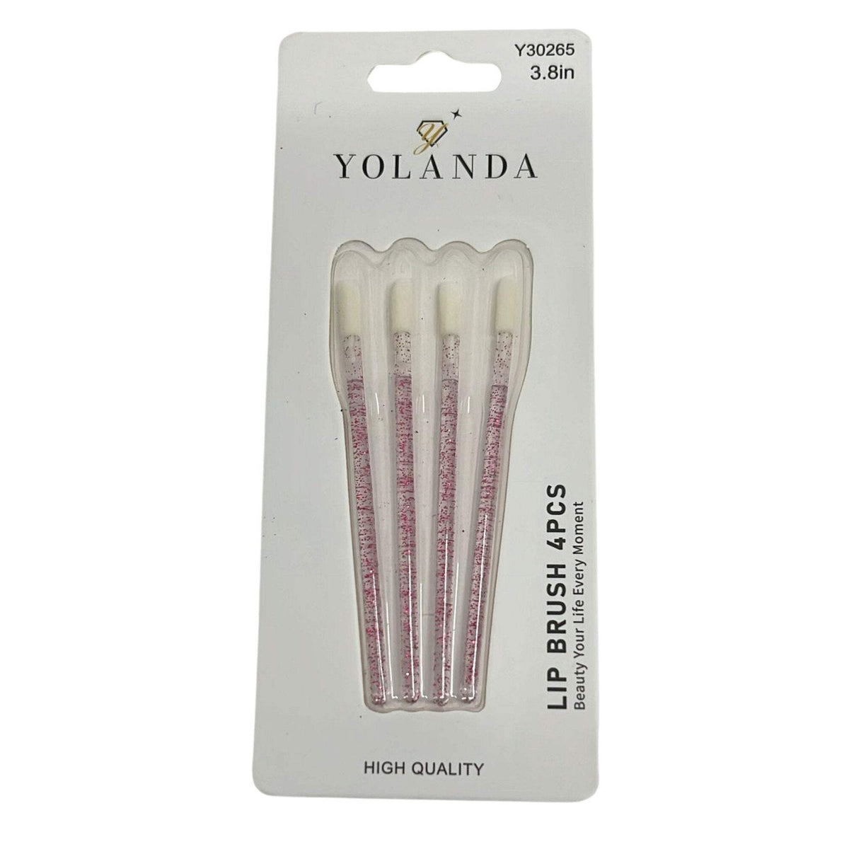 4-Piece Lip Brush Set with Pink Glitter Handles - Precise Lip Makeup Tools