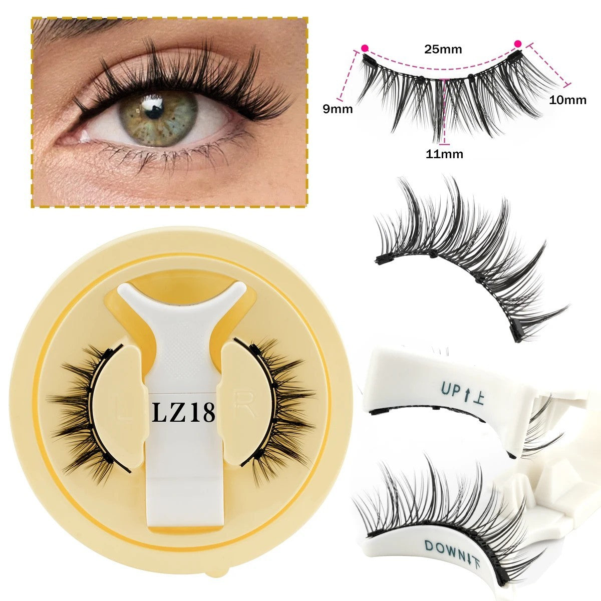 Magnetic False Eyelashes with Applicator Set – Reusable 3D Natural Look