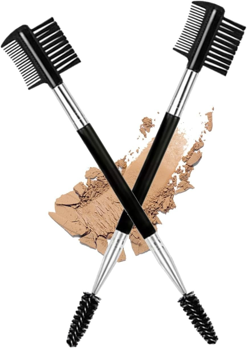 2PCS Eyebrow and Eyelash Grooming Brush Set - 3 Head Makeup Tools