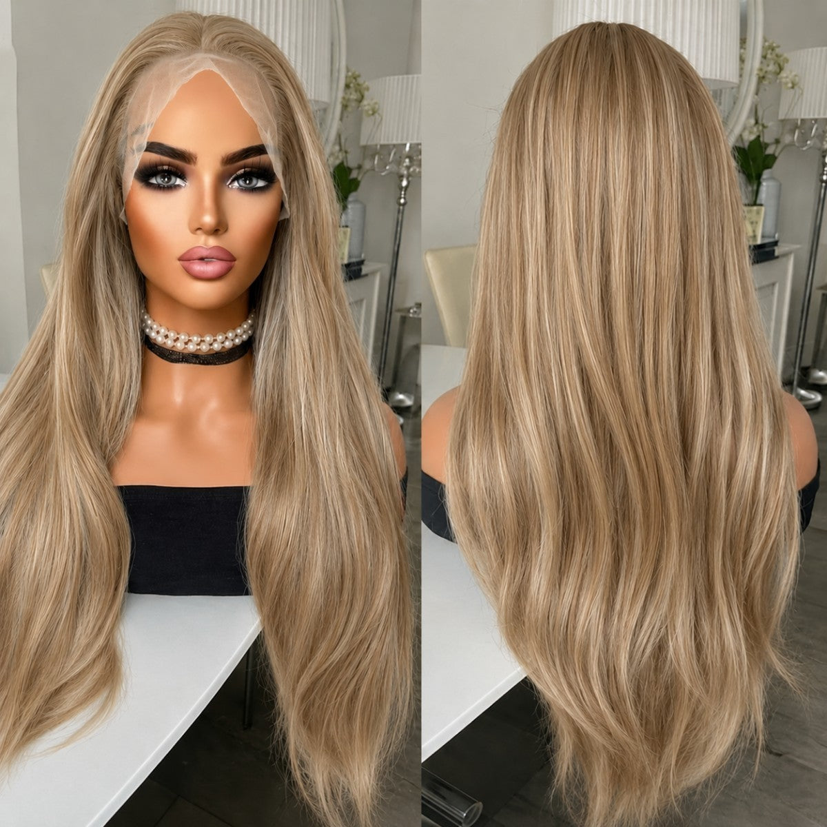 Long Straight Blonde Lace Front Wigs Synthetic Hair for Women