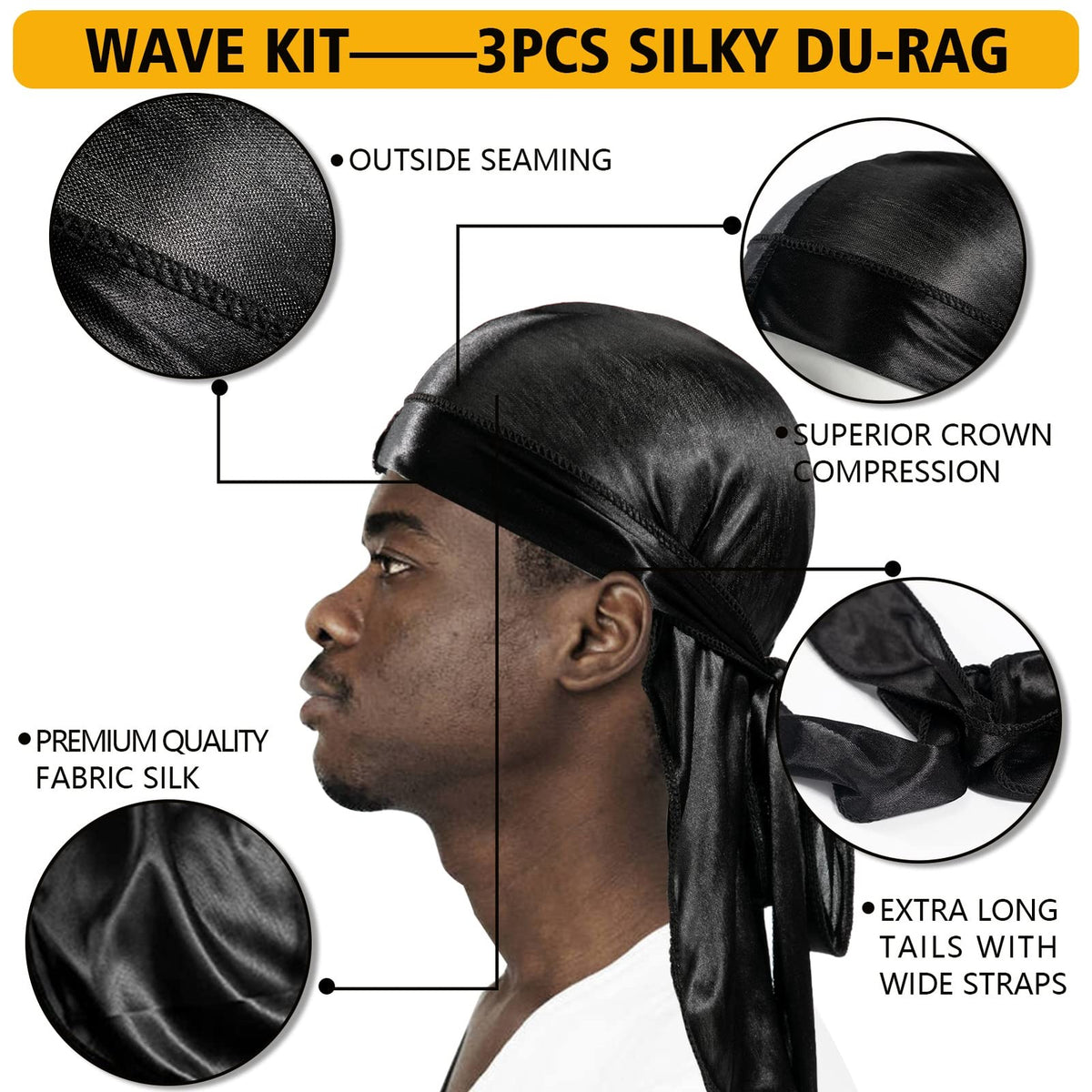 Men's Strong Hold Wave Pomade Kit for 360 Waves Natural Hair Control