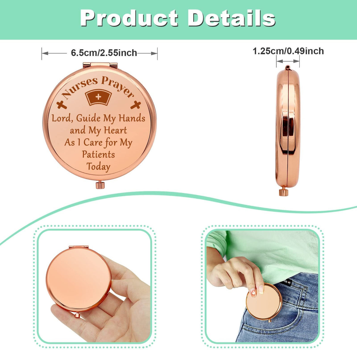Nurse Appreciation Compact Makeup Mirror - Gift for Women & Nurses