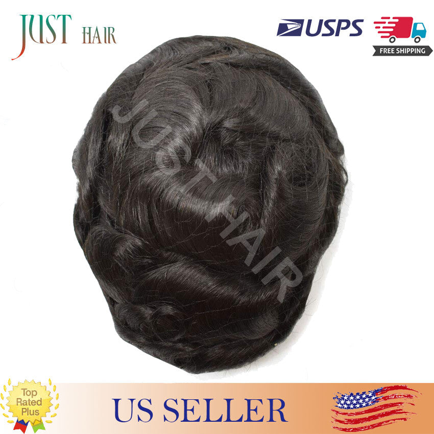 Men's Bleached Lace Front Hair Replacement Toupee - Natural Hairline, Virgin Human Hair