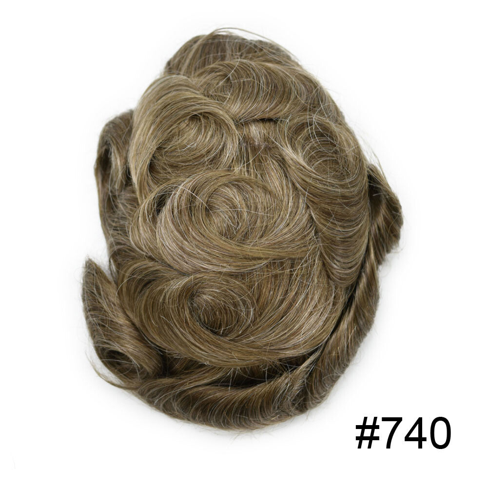 French Lace Front Mens Hair Toupee with Poly PU Base - Natural Hair Replacement System