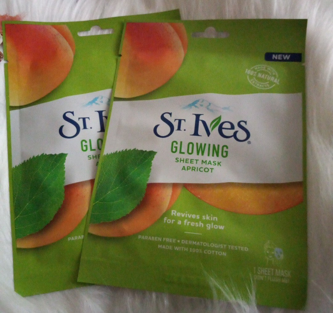 St. Ives Apricot Glowing Sheet Mask Duo – 100% Natural, Paraben Free