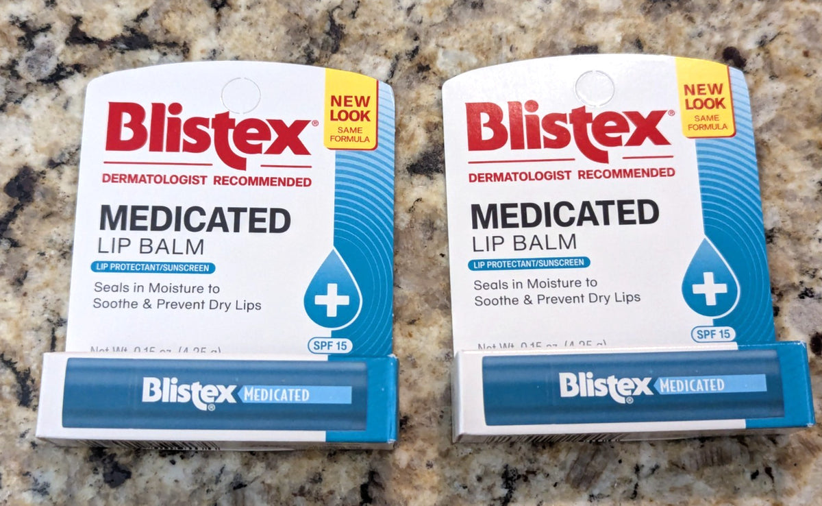 Medicated Lip Balm with SPF 15 - Moisturizing & Sun Protection, 2 Pack