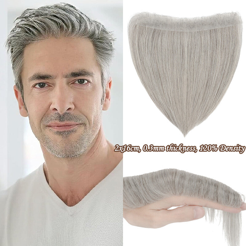Men's Receding Hairline Toupee with Human Hair & Skin PU Base
