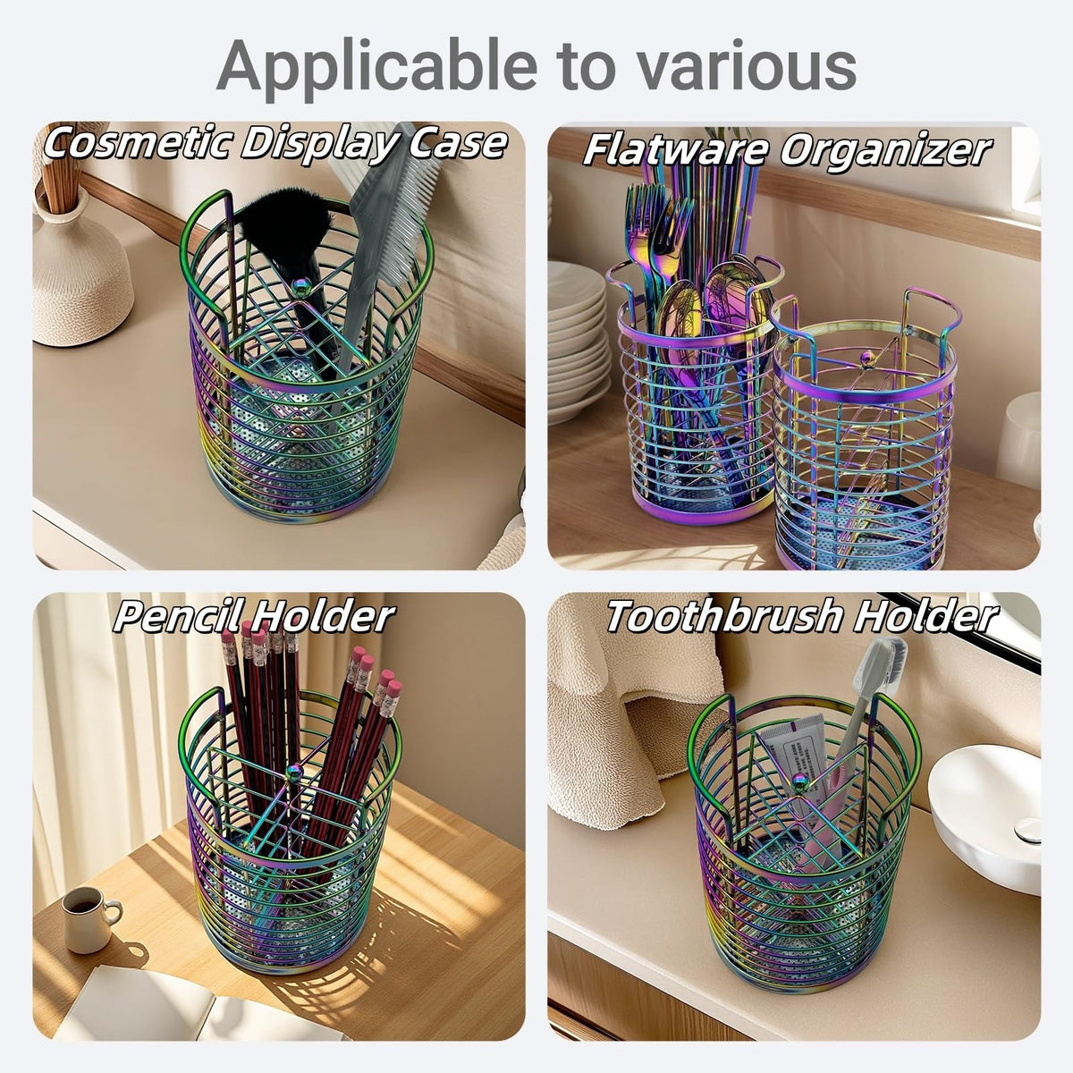 Rainbow Makeup Brush Holder Organizer with Removable Compartments