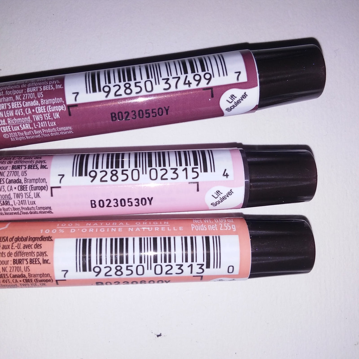 Set of 3 Watermelon Grapefruit Apricot Lip Shimmer Kissable Color - Burt's Bees