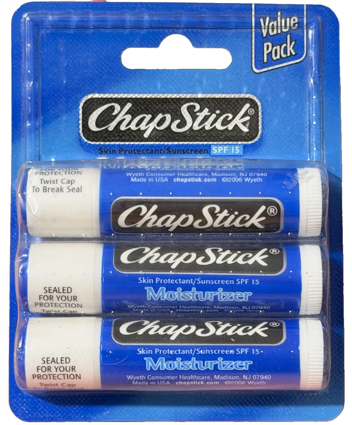 Vintage 2006 3-Pack Lip Moisturizer Conditioning Balm by ChapStick - Rare