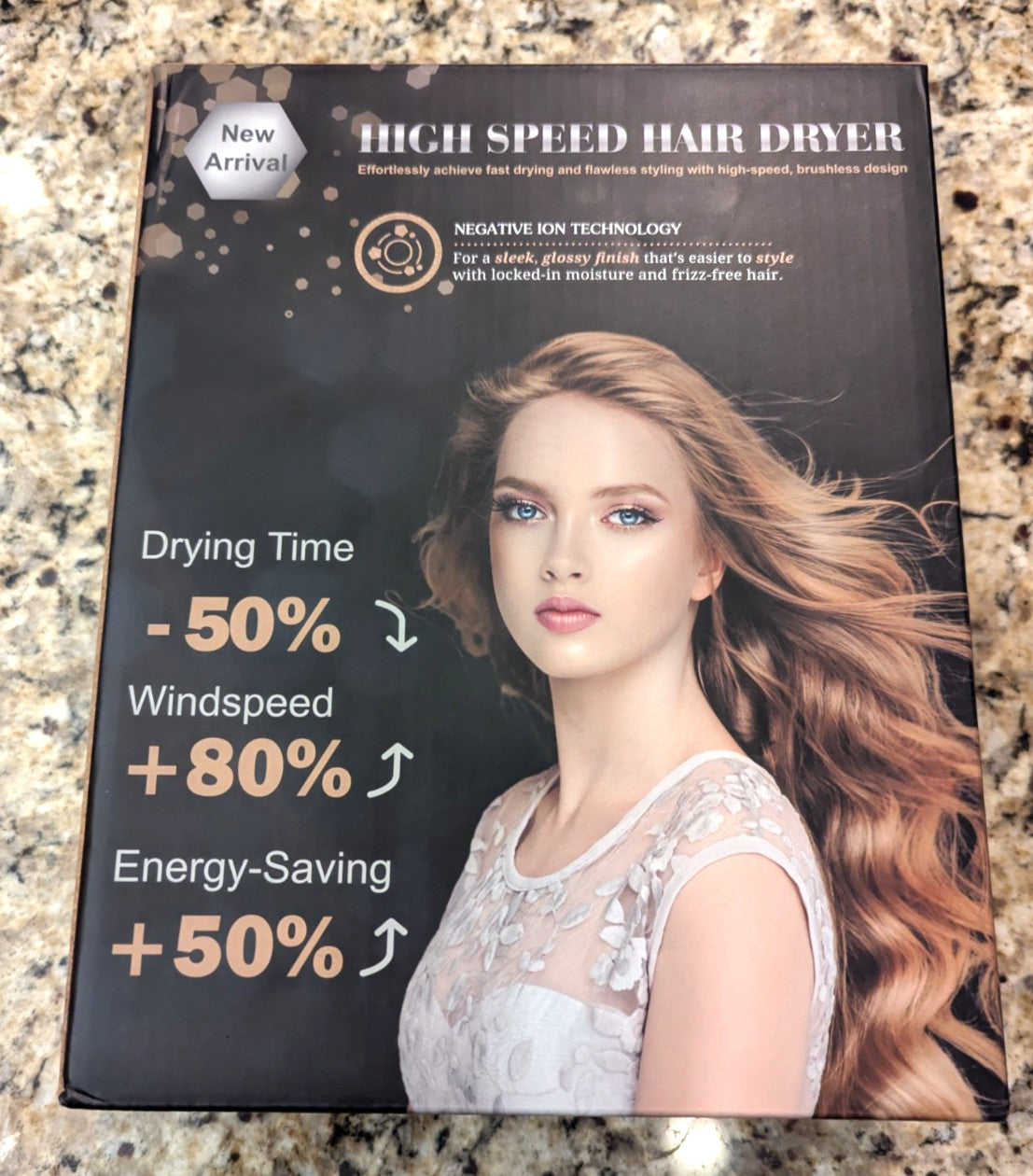 Ultra High Speed Hair Dryer 110000RPM Ionic BLDC Styling Tool - Black