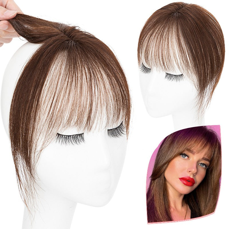 Human Hair Topper with 360° 3D Cover and Clip Bangs for Women