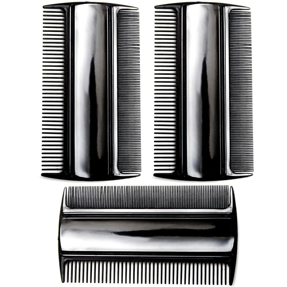3-Pack Men's Black Hair & Beard Combs - 3.5 Inch Pocket Styling Tool