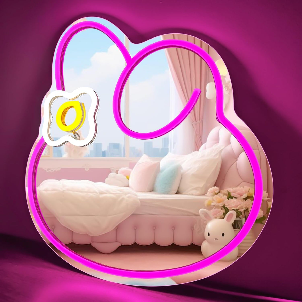 Dimmable Anime Melody Neon Mirror Sign for Bedroom & Dresser