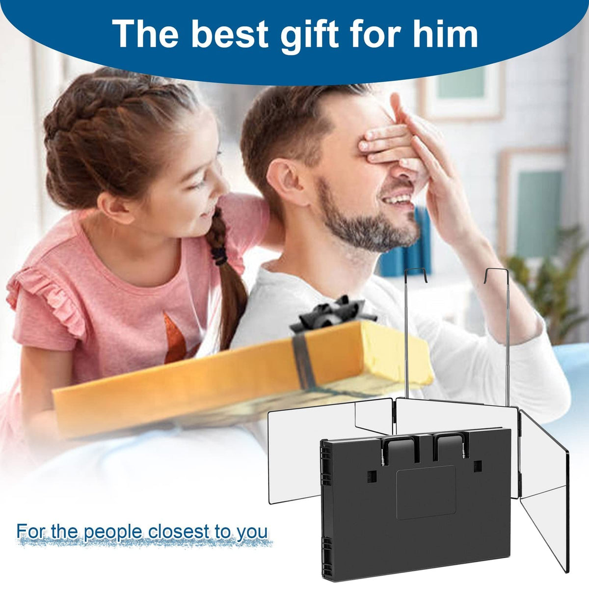 3-Way Mirror for Hair Cutting with LED Lights, 360 Tri-Fold Self Styling