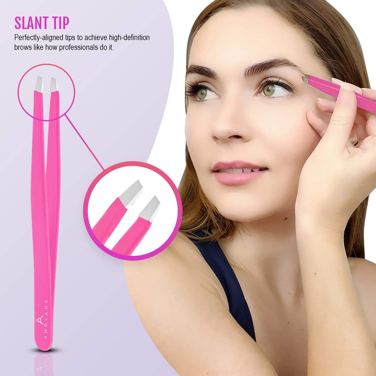 Professional Stainless Steel Tweezers Set - 5-Piece Precision Grooming Kit