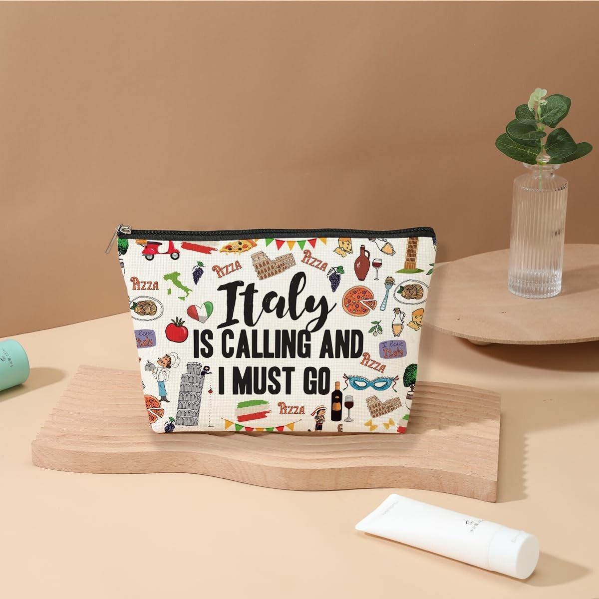 Italy Travel Cosmetic Bag - Gift for Italy Lovers & Women