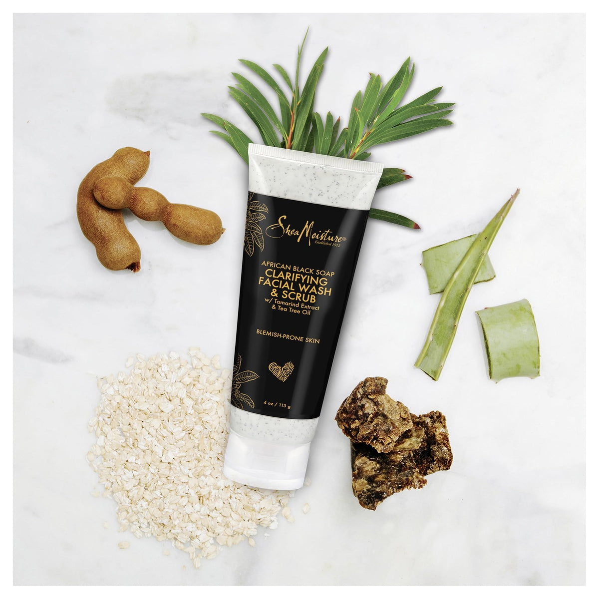SheaMoisture Facial Wash and Scrub African Black 4 Fl Oz (Pack of 1),