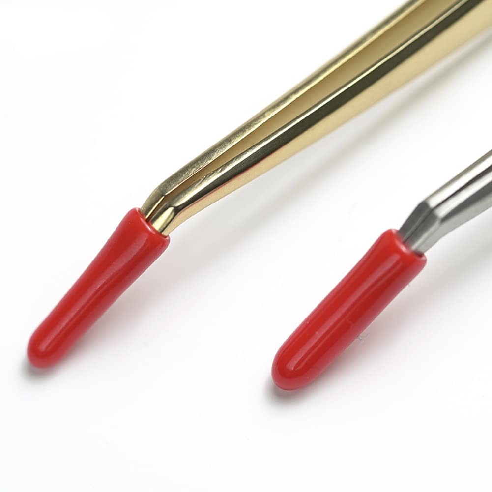 100 Pieces Red Silicone Eyelash Tweezers Tip Protectors - Eyelash Grafting Accessories