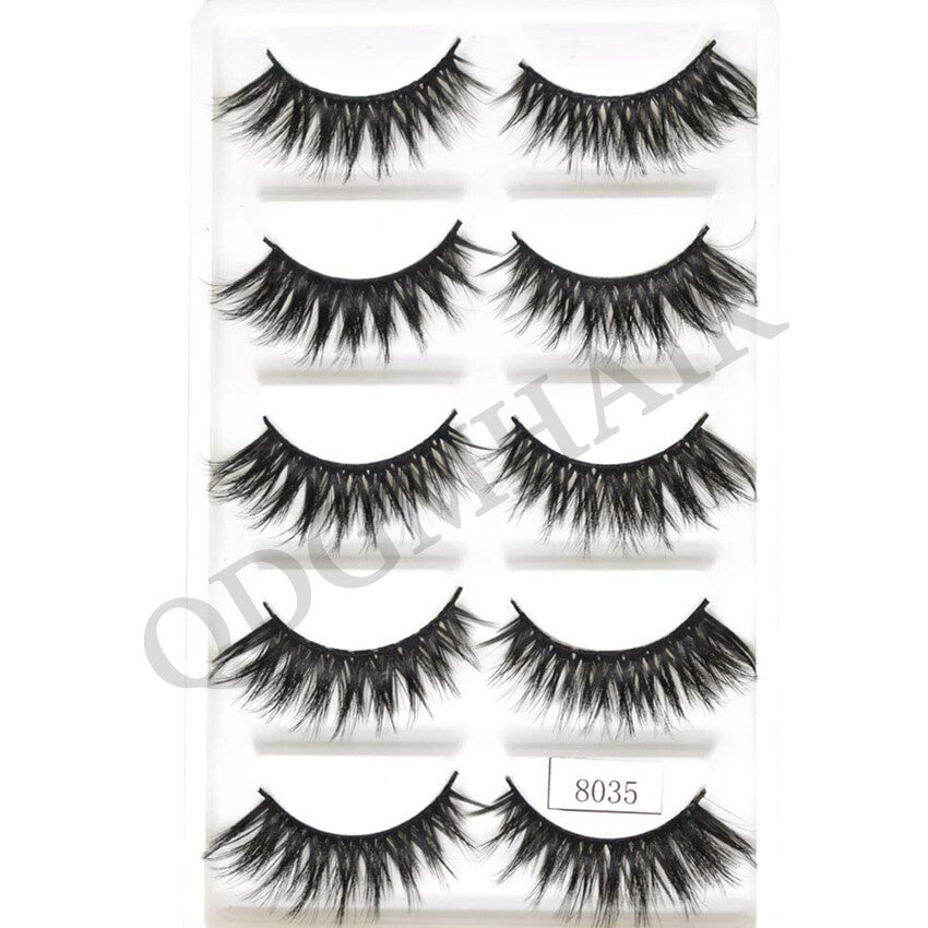 False Mink Eyelashes 3D Long Thick Cross Strip Lashes - Natural Style