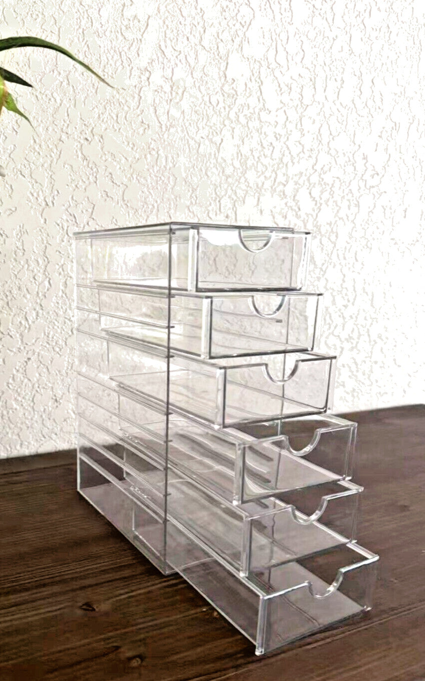 Acrylic Makeup & Jewelry Organizer with 6 Drawers - Clear Storage Box