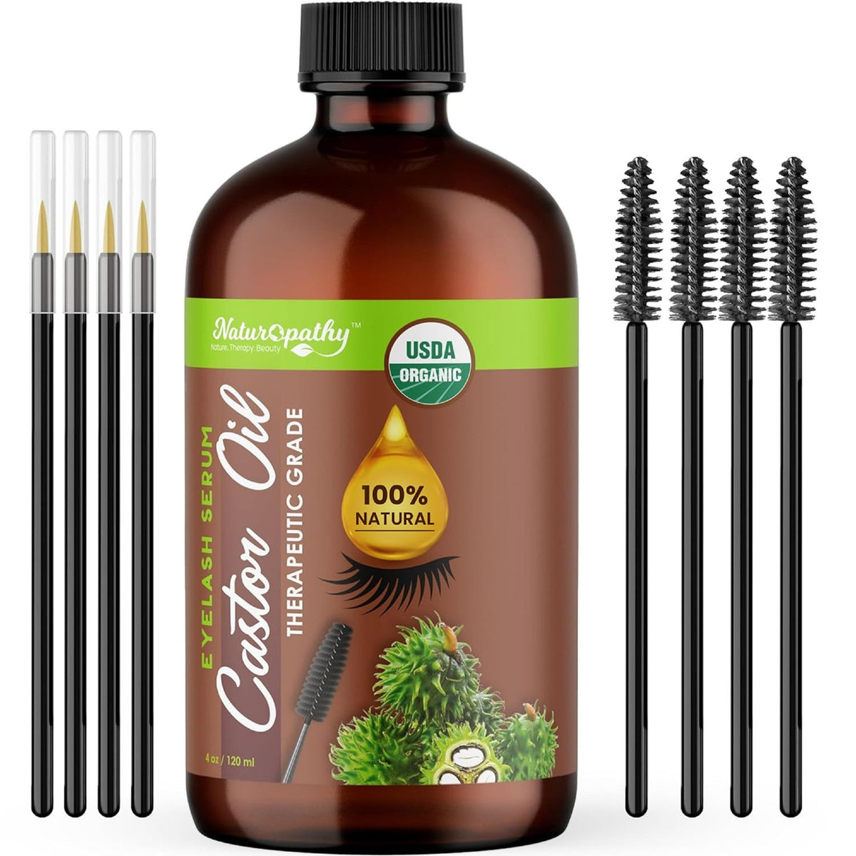 USDA Organic Castor Oil 4oz - Pure Natural Hair & Skin Moisturizer