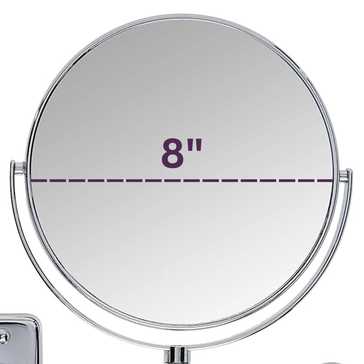 8-Inch Two-Sided Wall Mount Makeup Mirror with 8X Magnification and Extendable Arm