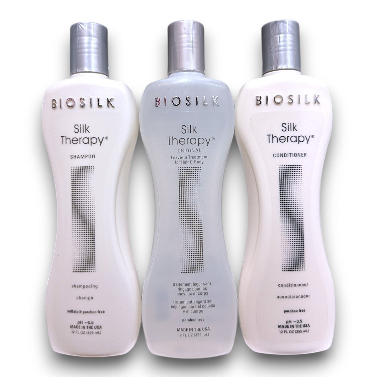BioSilk Silk Therapy set kit 12oz 3 pc's Shampoo + Conditioner