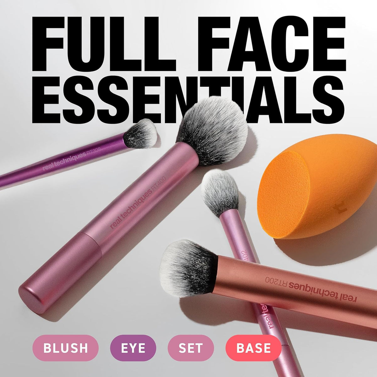 6 Piece Makeup Brush Set with Sponges - Face & Eye Tools
