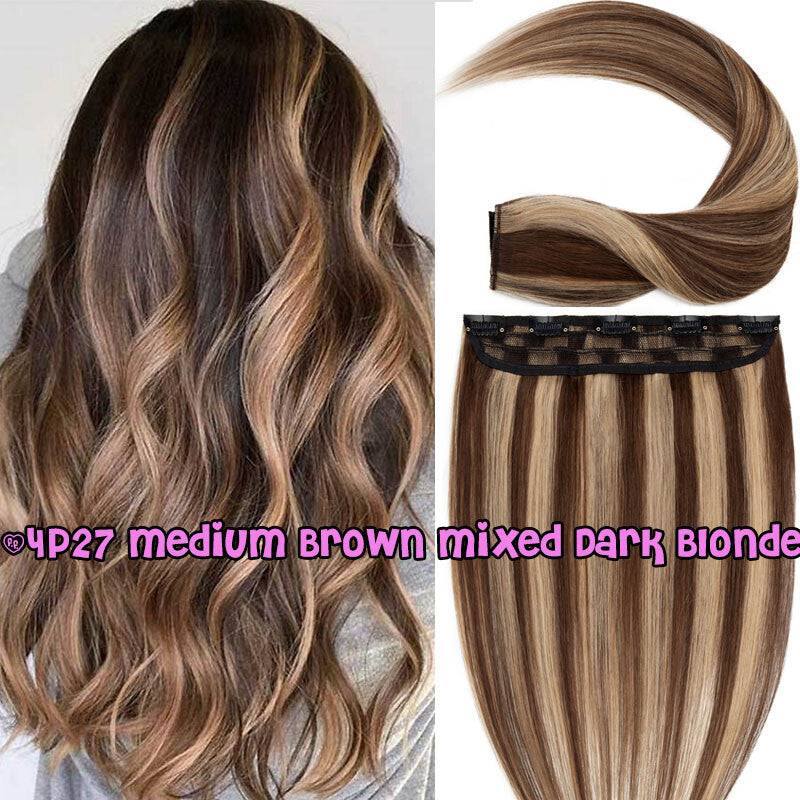 Thick Clip-In Human Hair Extensions Full Head Remy Weft - Various Lengths & Colors