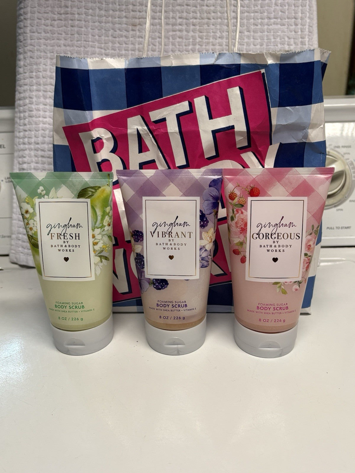 Bath & Body Works Gingham Sugar Scrubs: Fresh, Vibrant, Gorgeous, Set