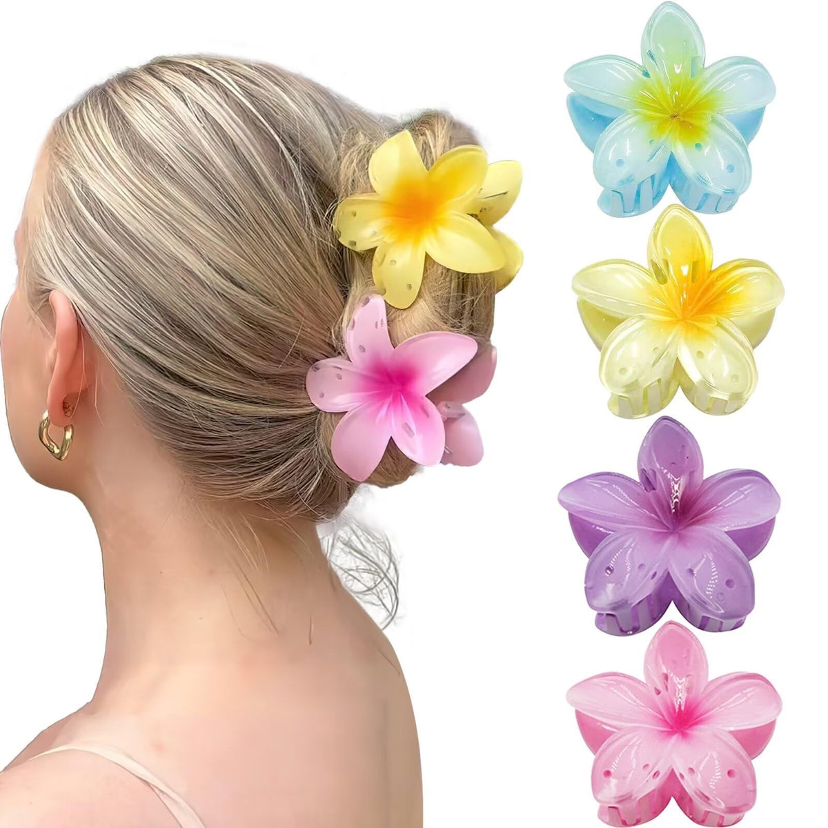 GQLV Large Nonslip Flower Hair Claws - 4PCS 4 Count (Pack of 1),