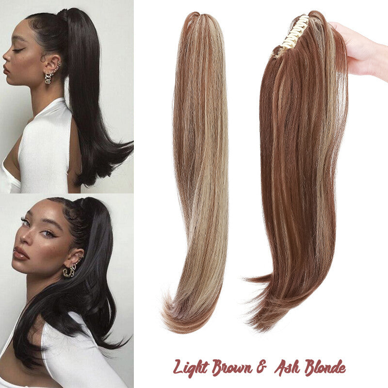 30-Inch Fluffy Ponytail Hair Extension with Claw Clip - Straight & Wave Styles