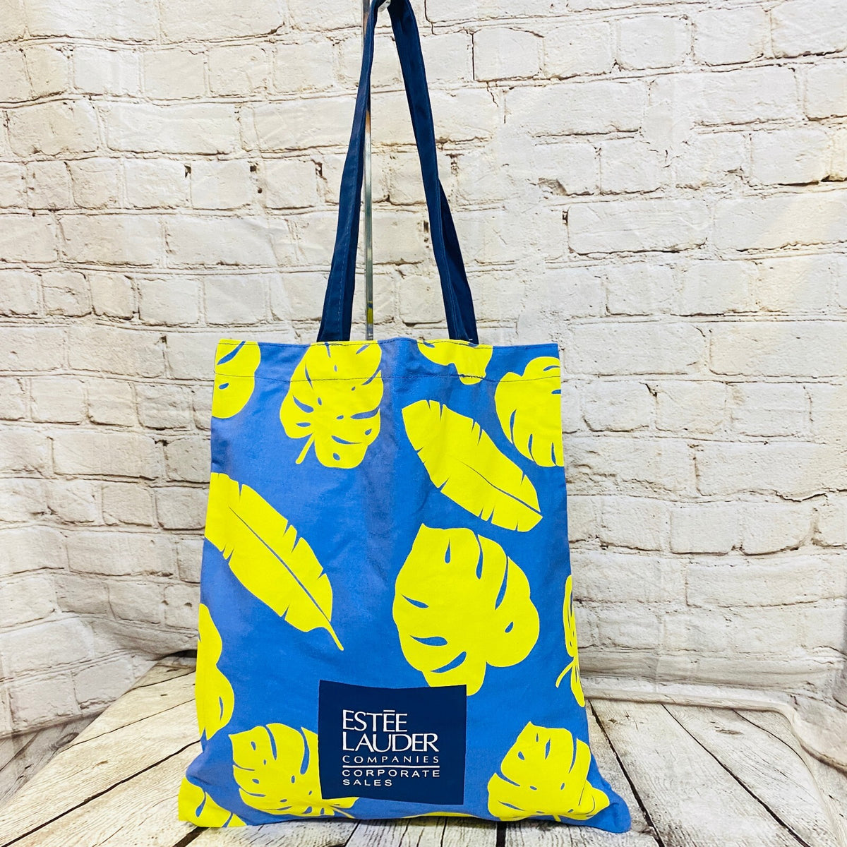 Estee Lauder Printed Tote Bag Yellow Blue New Authentic