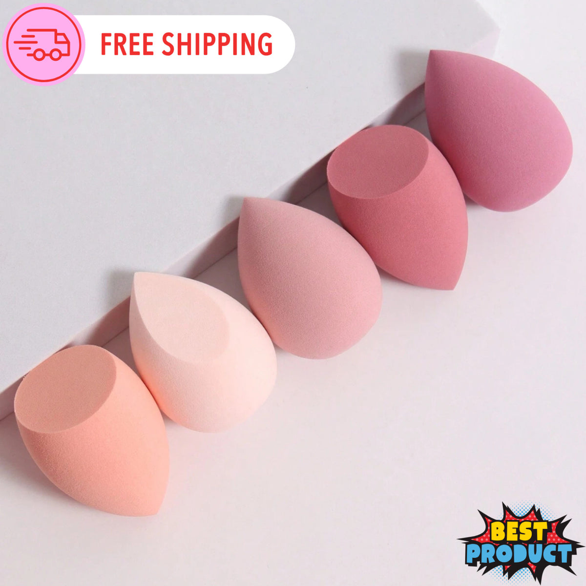 5-Piece Makeup Sponge Set for Foundation Blending - Soft Latex-Free Beauty Tools