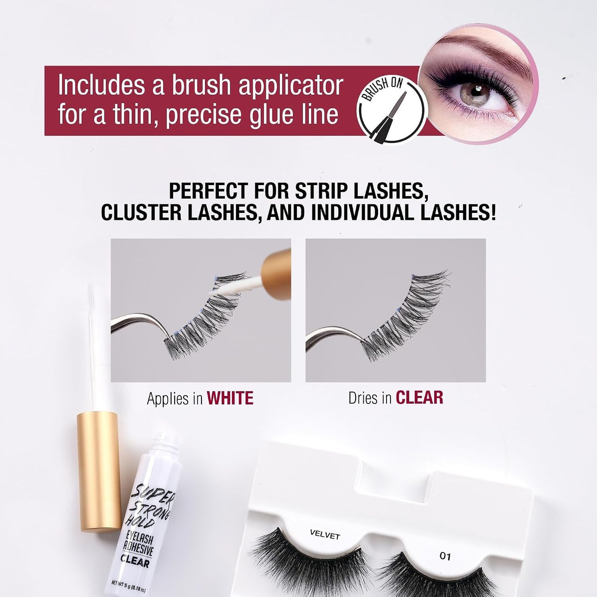 Strong Hold Waterproof Eyelash Adhesive Clear Lash Glue with Brush