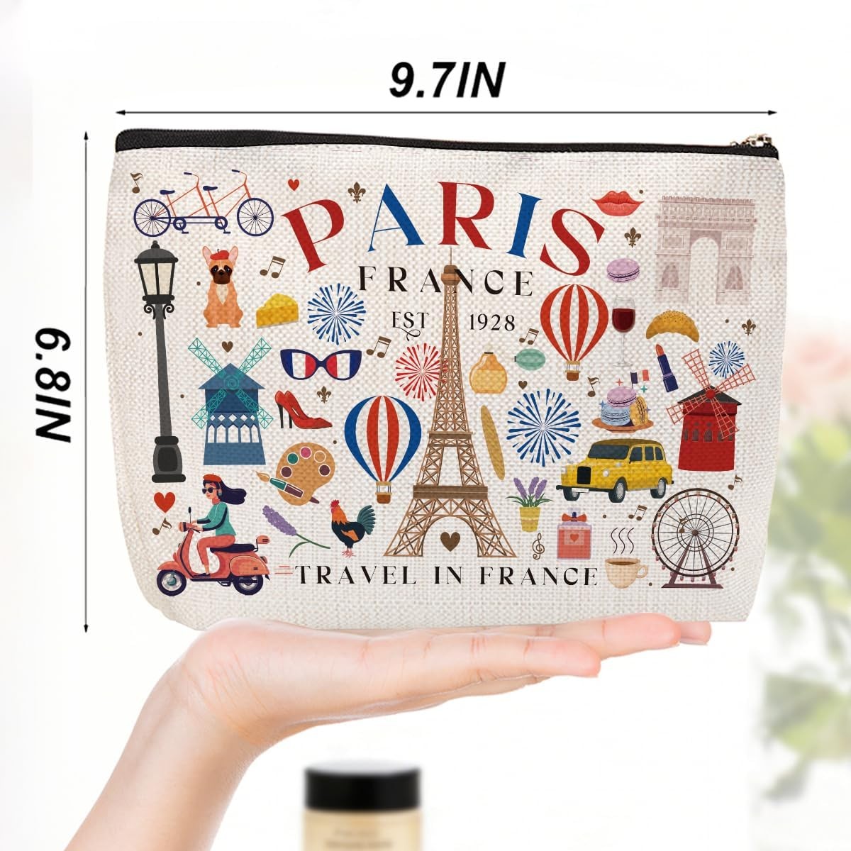 4 Pack Travel Makeup Bags for Women - Paris Lover Gift Set