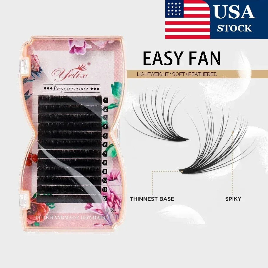 Eyelash Extension Fans - Faux Mink Volume Russian Auto Fans for Lash Artists