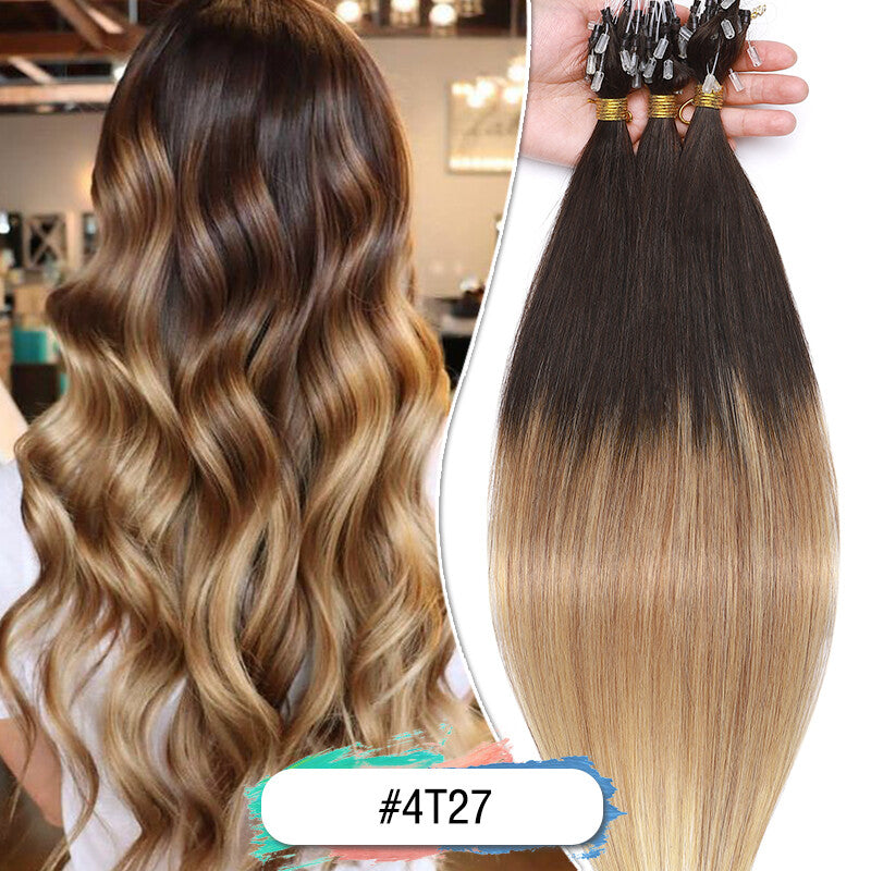 Micro Loop Ring Beads Hair Extensions 100% Remy Human Hair Full Head