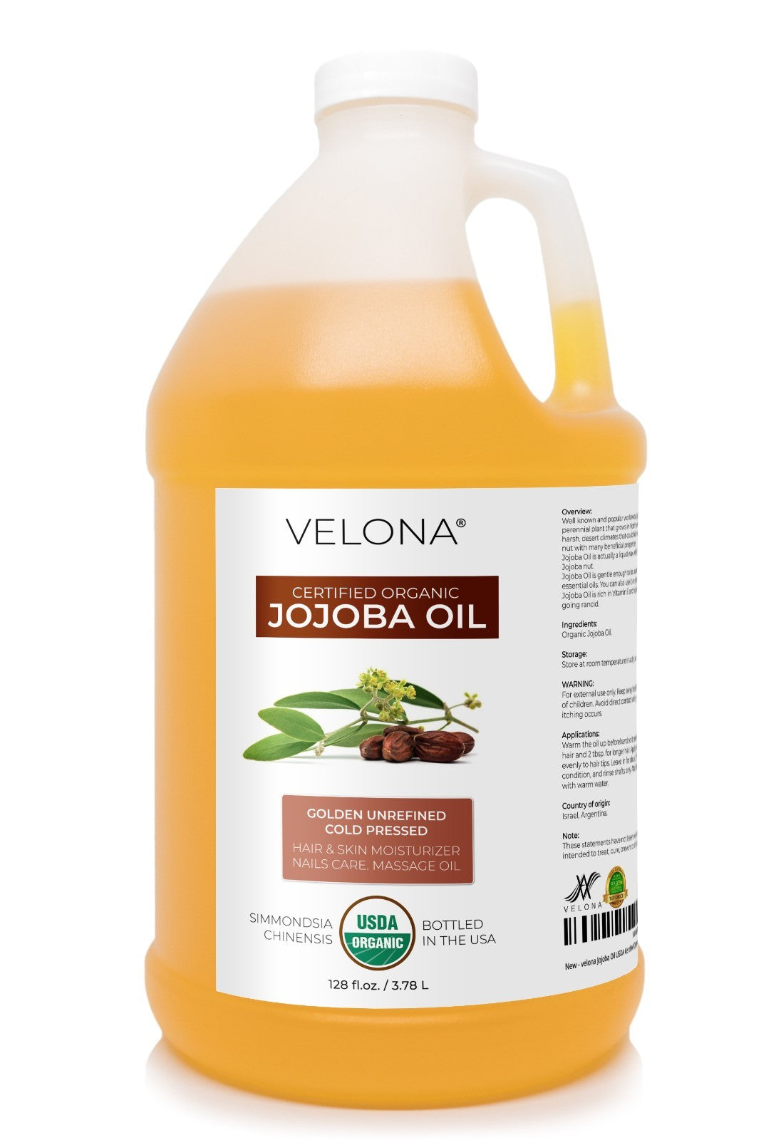 Organic Jojoba Oil 2 Fl Oz - USDA Certified, Cold Pressed, Natural Skin & Hair Care