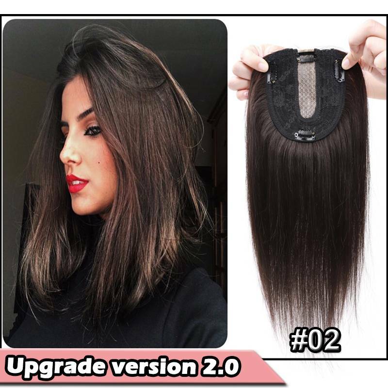Remy Human Hair Clip-In Topper for Women - Silk Mono Base, Multiple Lengths & Colors