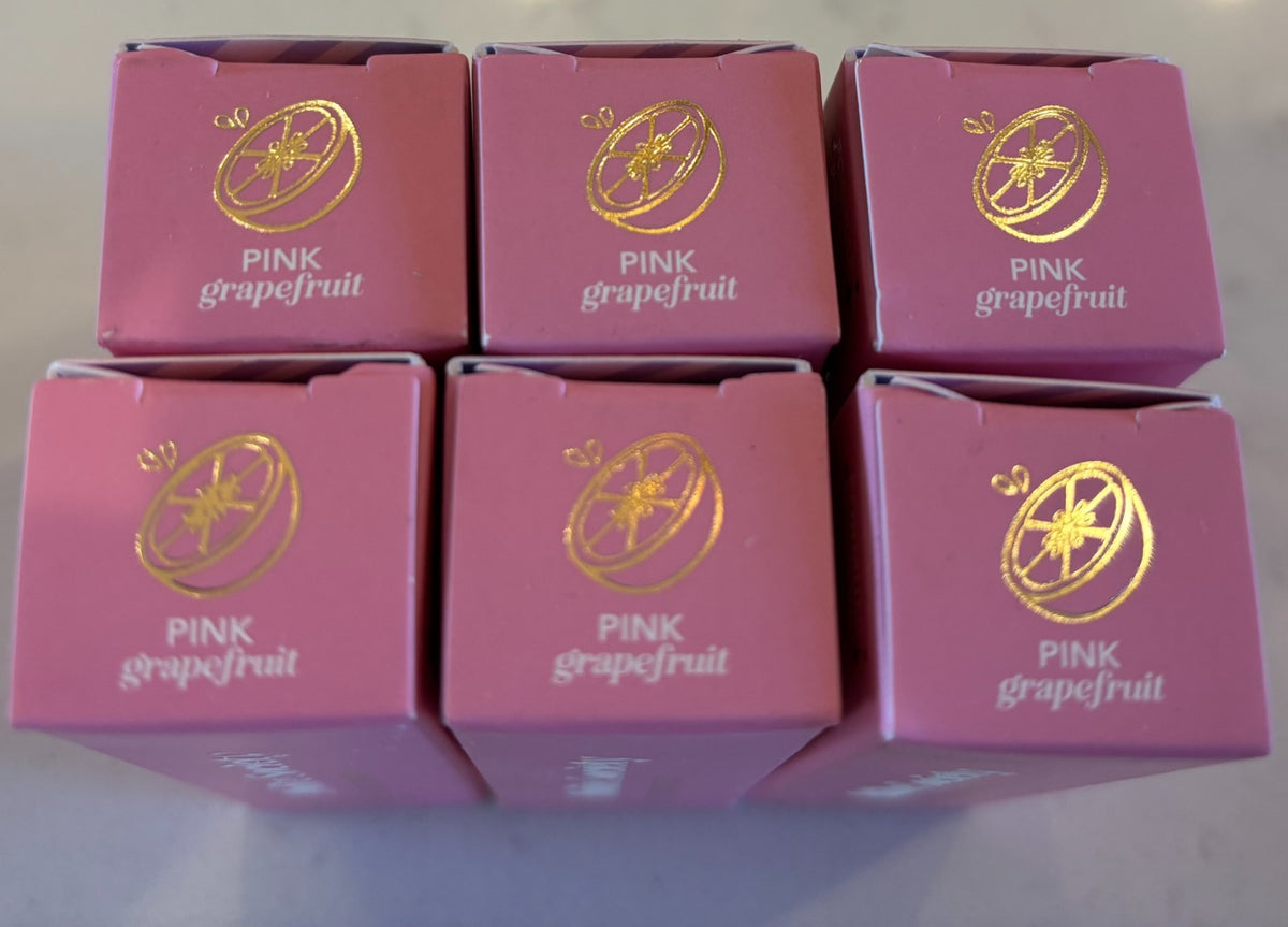 Glossy Lip Balm Set - Pink Grapefruit Hydrating & Nourishing, 6 Pack