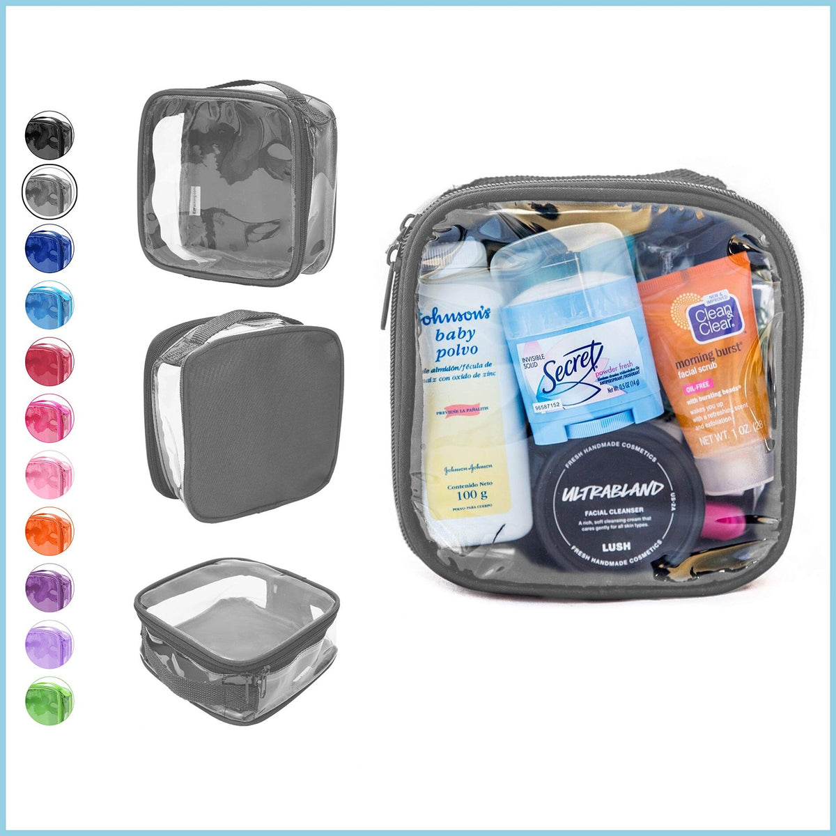 Clear TSA Approved Travel Toiletry Bag for Carry-On, Quart Size Pouch
